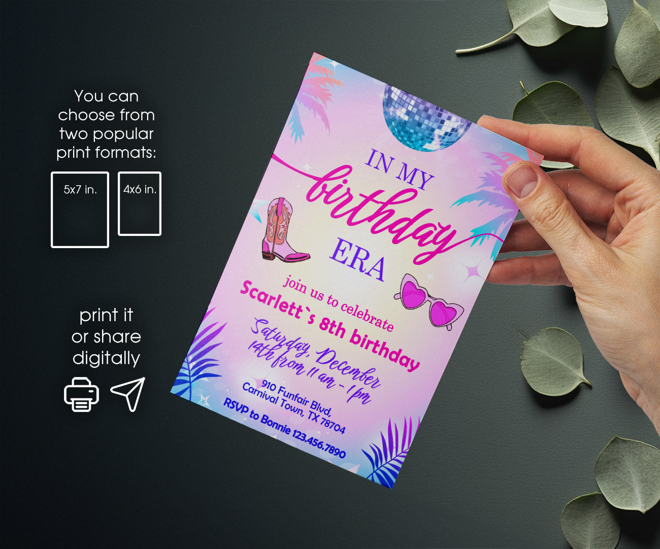 Taylor Swift Eras Tour customizable invitation template | Share or Print | girl | QX038