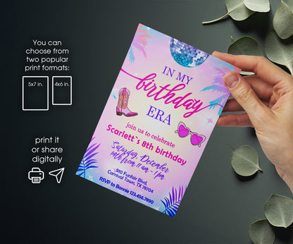 Taylor Swift Eras Tour customizable invitation template | Share or Print | girl | QX038