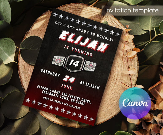 Wrestling WWE WrestleMania customizable invitation template | Share or Print | boy | XR983