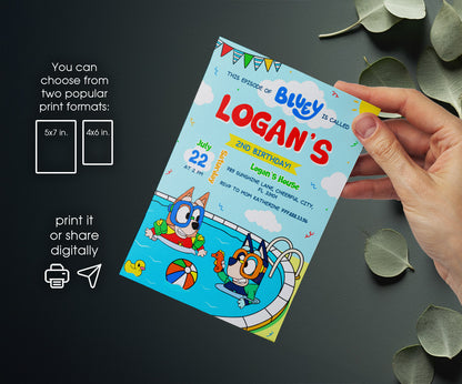 Bluey Bingo Pool customizable invitation template | Share or Print | MA530