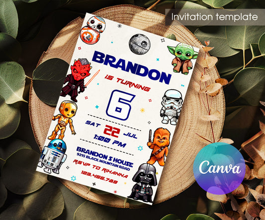 Star Wars Darth Vader customizable invitation template | Share or Print | boy | KY084