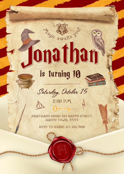 Harry Potter customizable invitation template | Share or Print | OR800