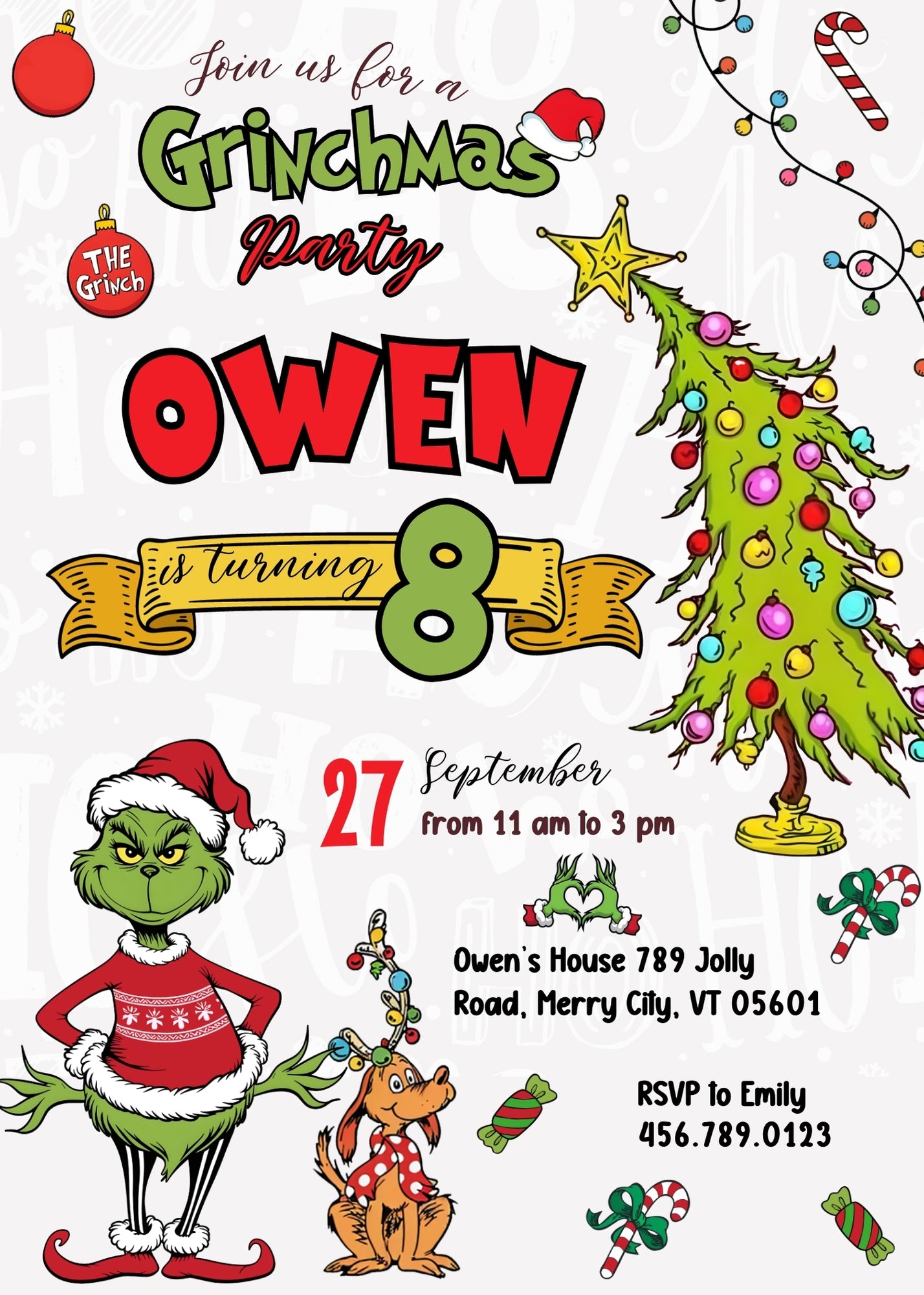 The Grinch  Merry Grinchmas customizable invitation template | Share or Print | NP226
