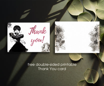 Wednesday Addams customizable invitation template | Share or Print | girl | QO608