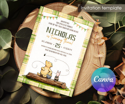 Winnie the Pooh customizable invitation template | Share or Print | ZS893