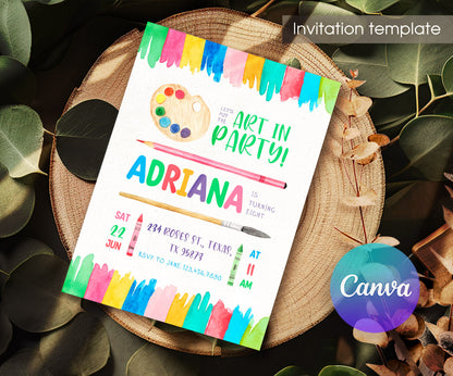 Art Party customizable invitation template | Share or Print | girl | UW629