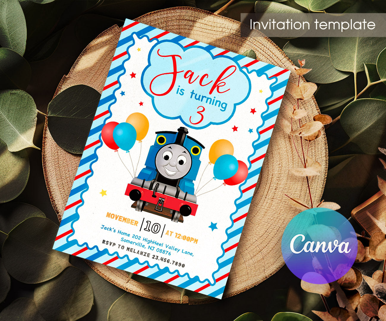 Thomas Train & Friends customizable invitation template | Share or Print | SU742