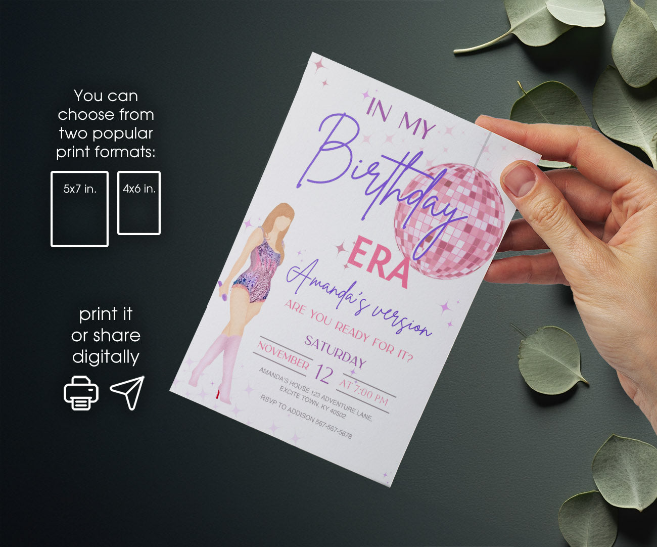Taylor Swift Eras Tour customizable invitation template | Share or Print | girl | RY420