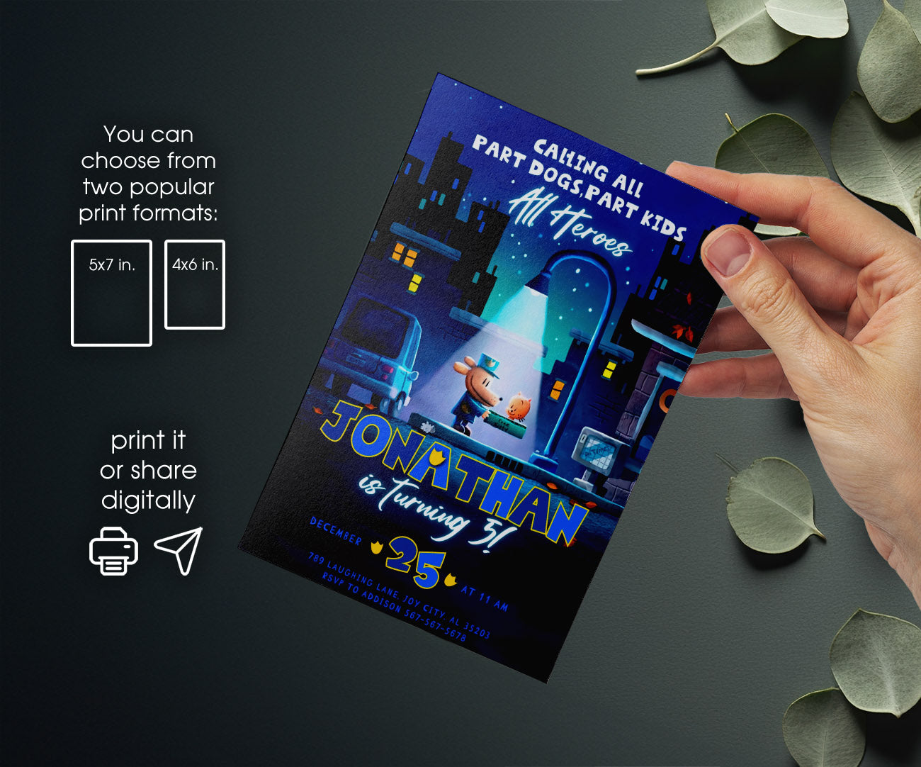 Dog Man Movie customizable invitation template | Share or Print | MP212