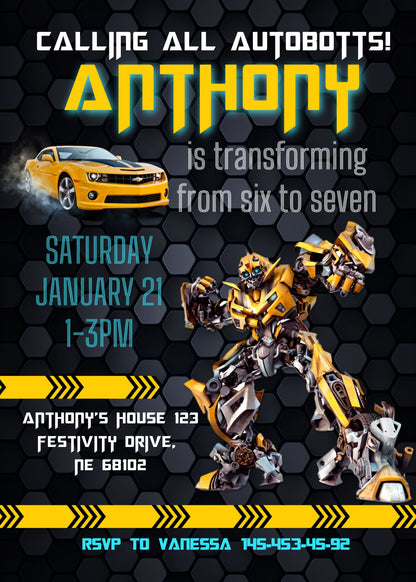 Transformers Rescue Bots customizable invitation template | Share or Print | boy | ZN939
