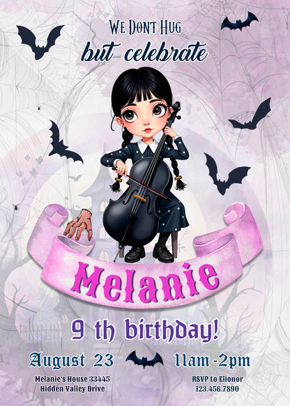 Wednesday Addams customizable invitation template | Share or Print | girl | FC491