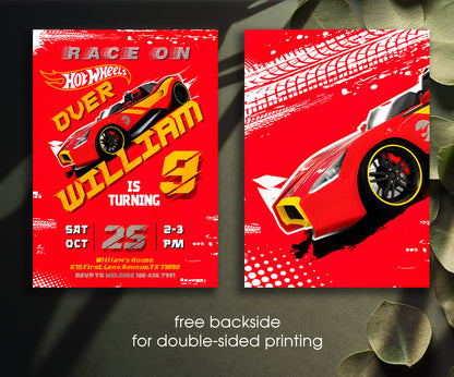 Hot Wheels Racing customizable invitation template | Share or Print | boy | PM250