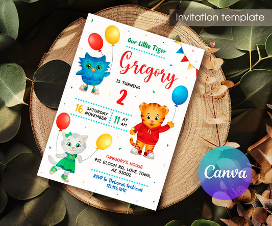 Daniel Tiger's Neighborhood customizable invitation template | Share or Print | JK081