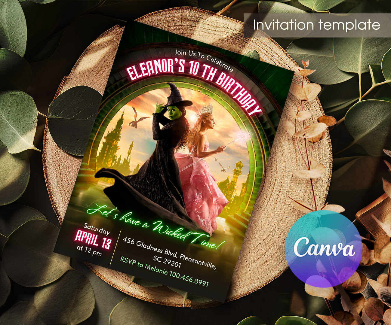 Wicked Musical Movie customizable invitation template | Share or Print | PH958