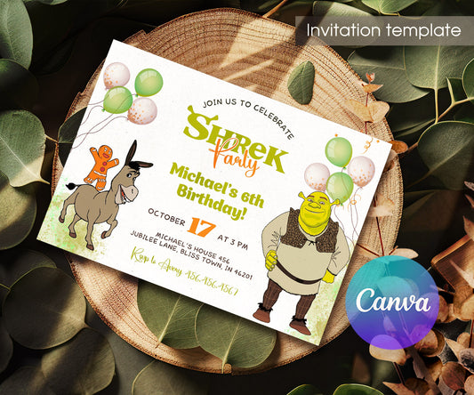Shrek customizable invitation template | Share or Print | PY427