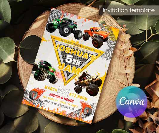 Monster Jam  Monster Truck customizable invitation template | Share or Print | boy | LZ525