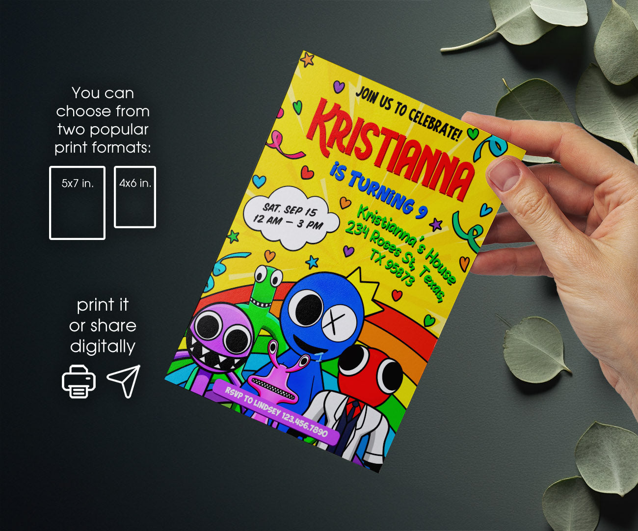 Rainbow Friends customizable invitation template | Share or Print | PB843