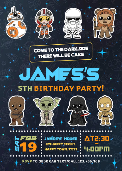 Star Wars Darth Vader customizable invitation template | Share or Print | boy | AA644