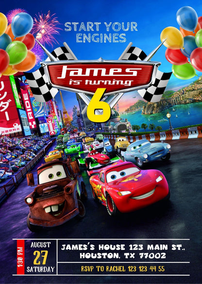 Cars Lightning McQueen customizable invitation template | Share or Print | boy | IT600