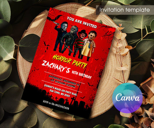 Horror Killer Movie Party customizable invitation template | Share or Print | SK326