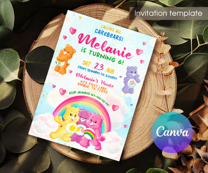 Care Bears customizable invitation template | Share or Print | HP955