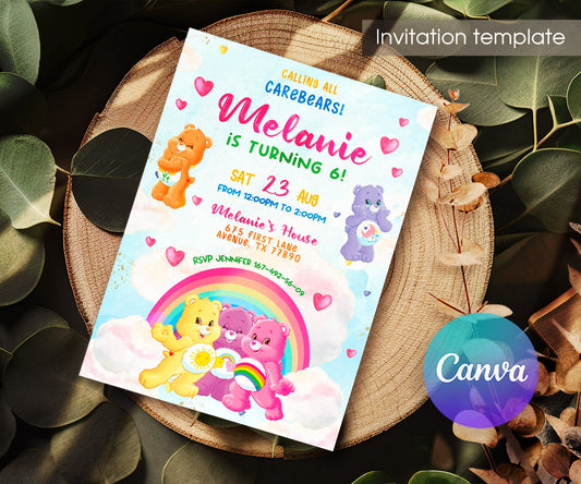 Care Bears customizable invitation template | Share or Print | HP955