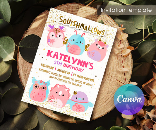 Squishmallows customizable invitation template | Share or Print | ZW294