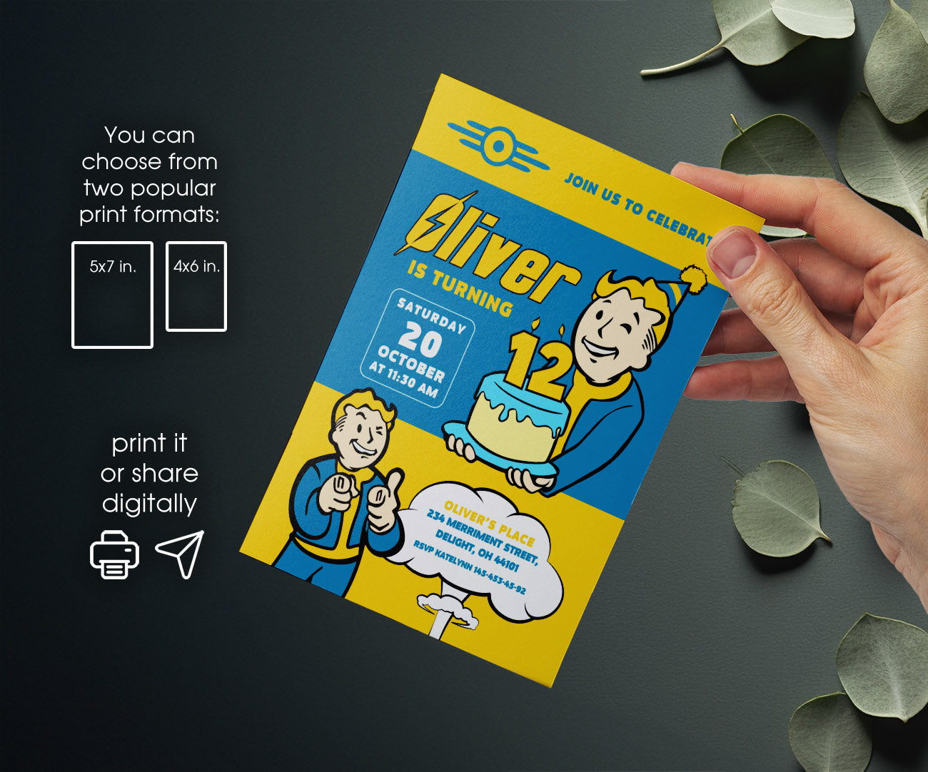Fallout Pipboy customizable invitation template | Share or Print | ES659