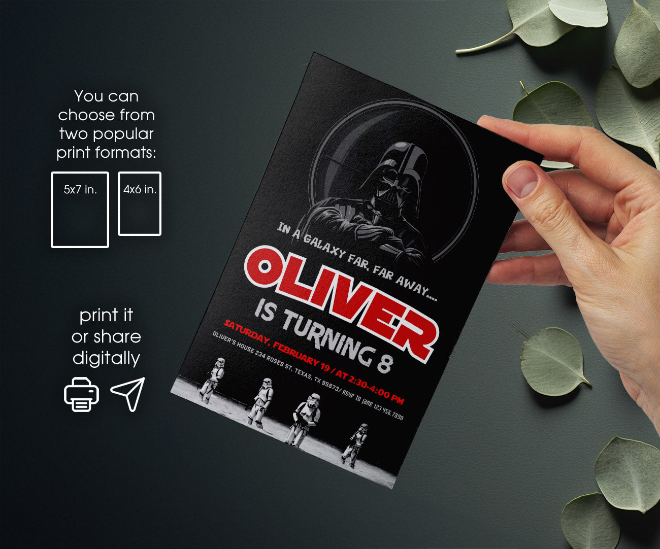 Star Wars Darth Vader customizable invitation template | Share or Print | boy | UA105