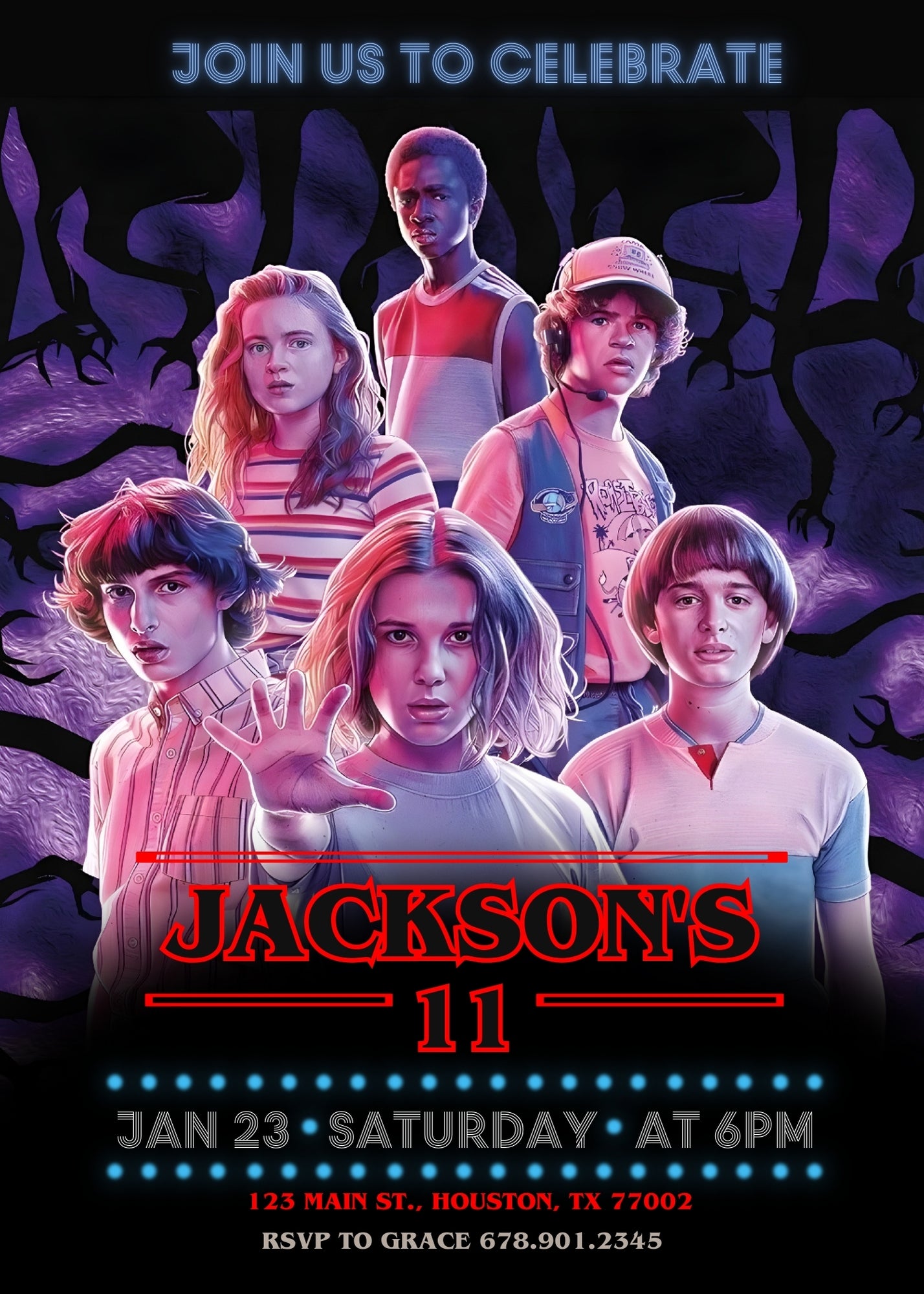 Stranger Things customizable invitation template | Share or Print | ZB678
