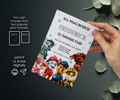 PAW Patrol customizable invitation template | Share or Print | FO203