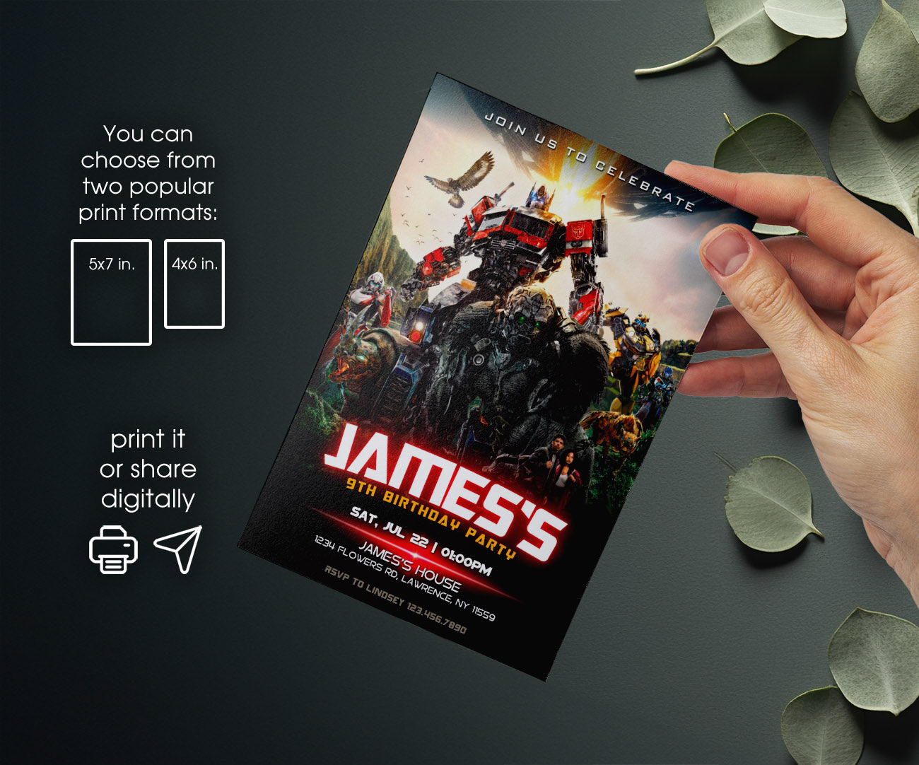 Transformers Rescue Bots customizable invitation template | Share or Print | boy | GX364