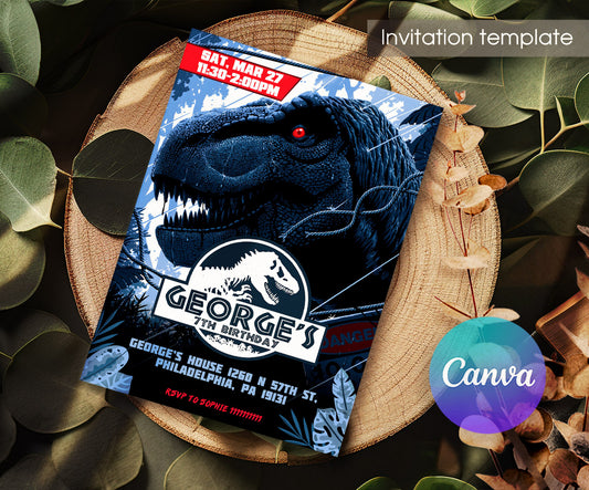 Jurassic World Dinosaur customizable invitation template | Share or Print | BK822