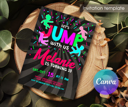 Trampoline Jump Party customizable invitation template | Share or Print | ZC210