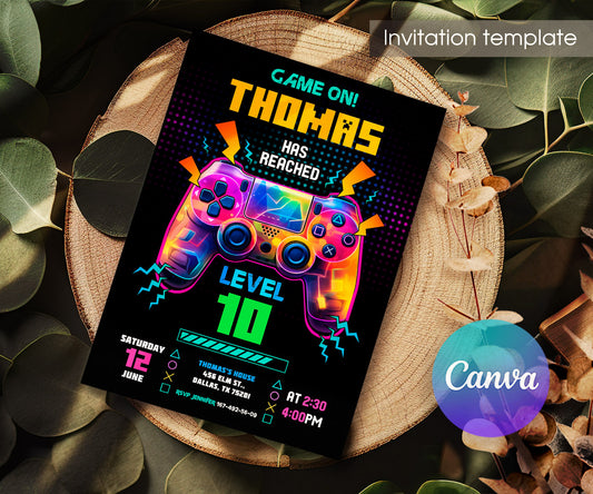 Gamer Party customizable invitation template | Share or Print | boy | IG324