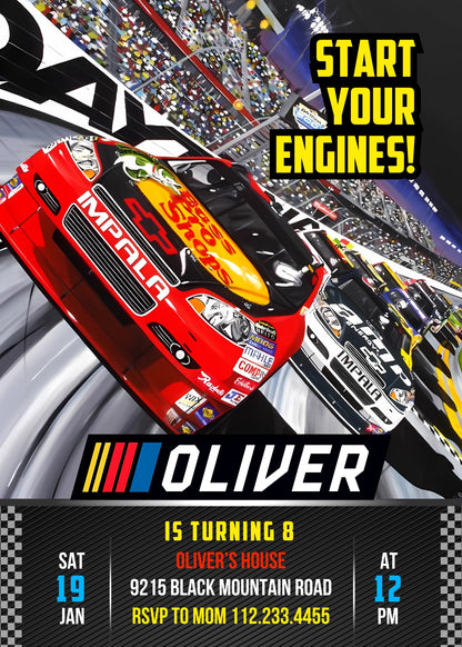 Nascar Ricky Bobby customizable invitation template | Share or Print | boy | EE441