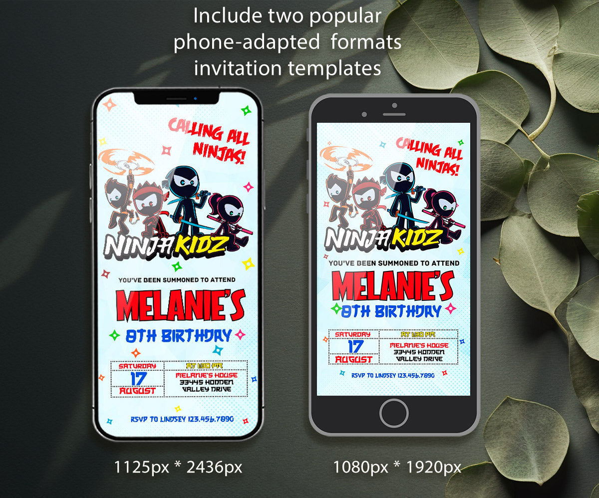 Ninja Kidz TV customizable invitation template | Share or Print | QG796