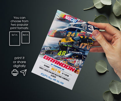 Nascar Racing Ricky Bobby customizable invitation template | Share or Print | boy | WU531