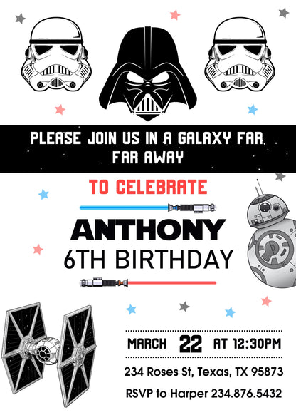 Star Wars Darth Vader customizable invitation template | Share or Print | boy | YD290