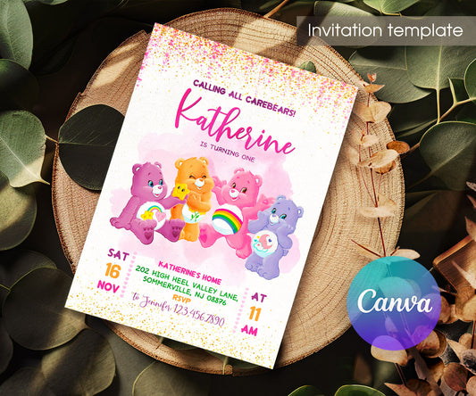Care Bears customizable invitation template | Share or Print | JG412