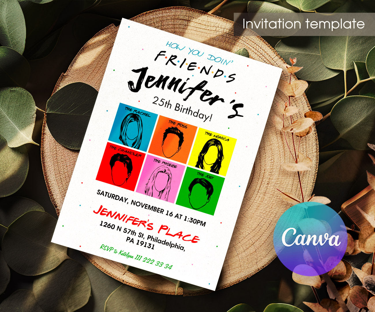 Friends TV Show customizable invitation template | Share or Print | TA062