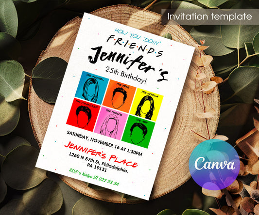 Friends TV Show customizable invitation template | Share or Print | TA062