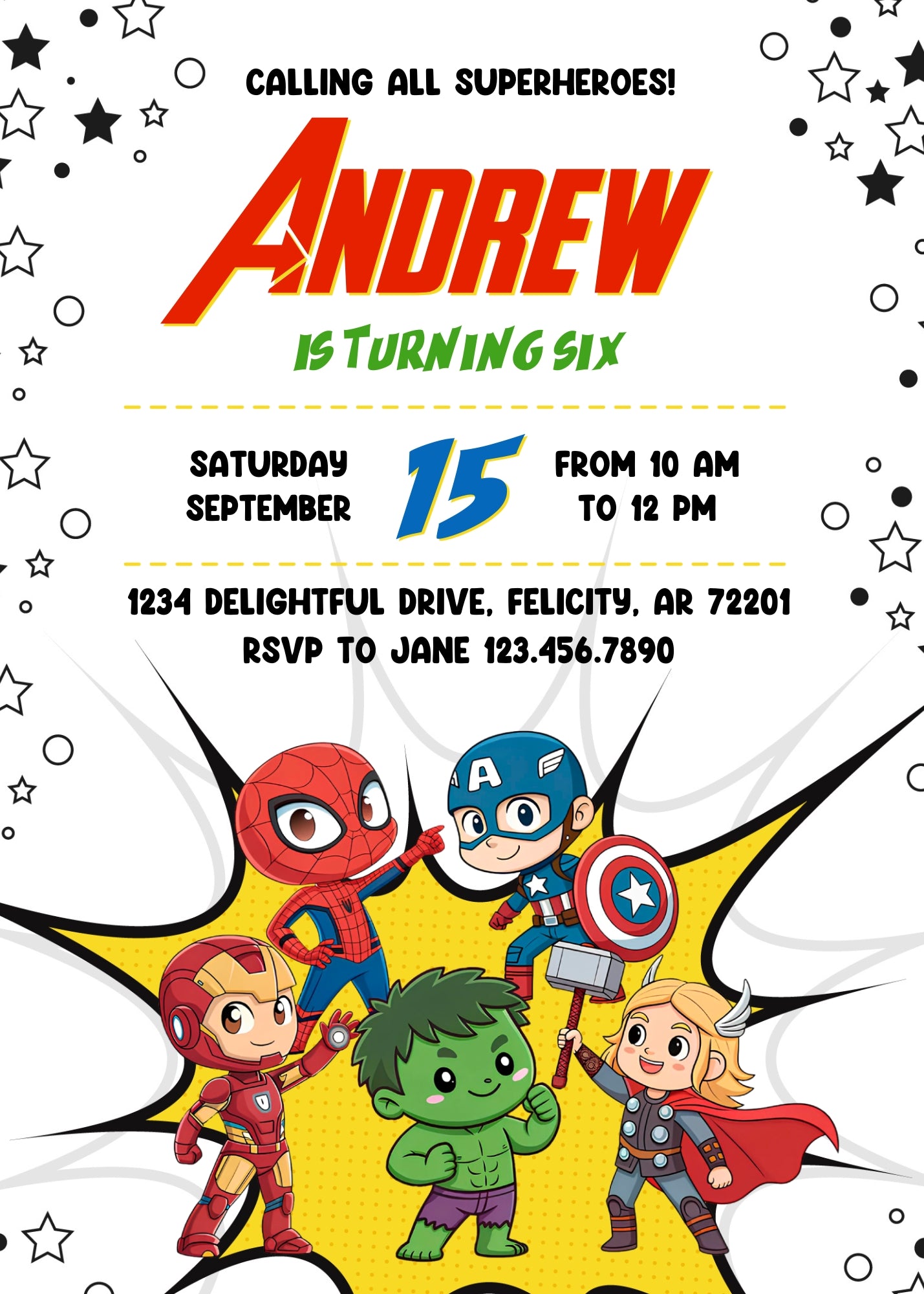Avengers Marvel Superhero customizable invitation template | Share or Print | boy | QN287