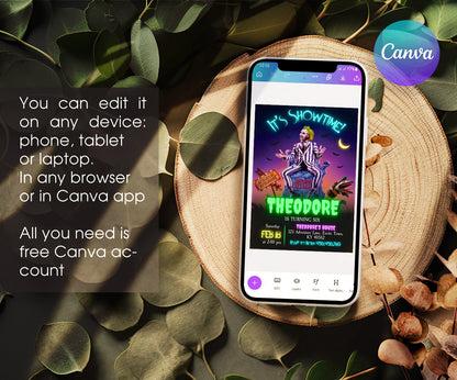 Beetlejuice Halloween customizable invitation template | Share or Print | AX257