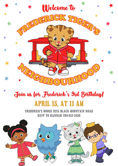 Daniel Tiger's Neighborhood customizable invitation template | Share or Print | XJ184