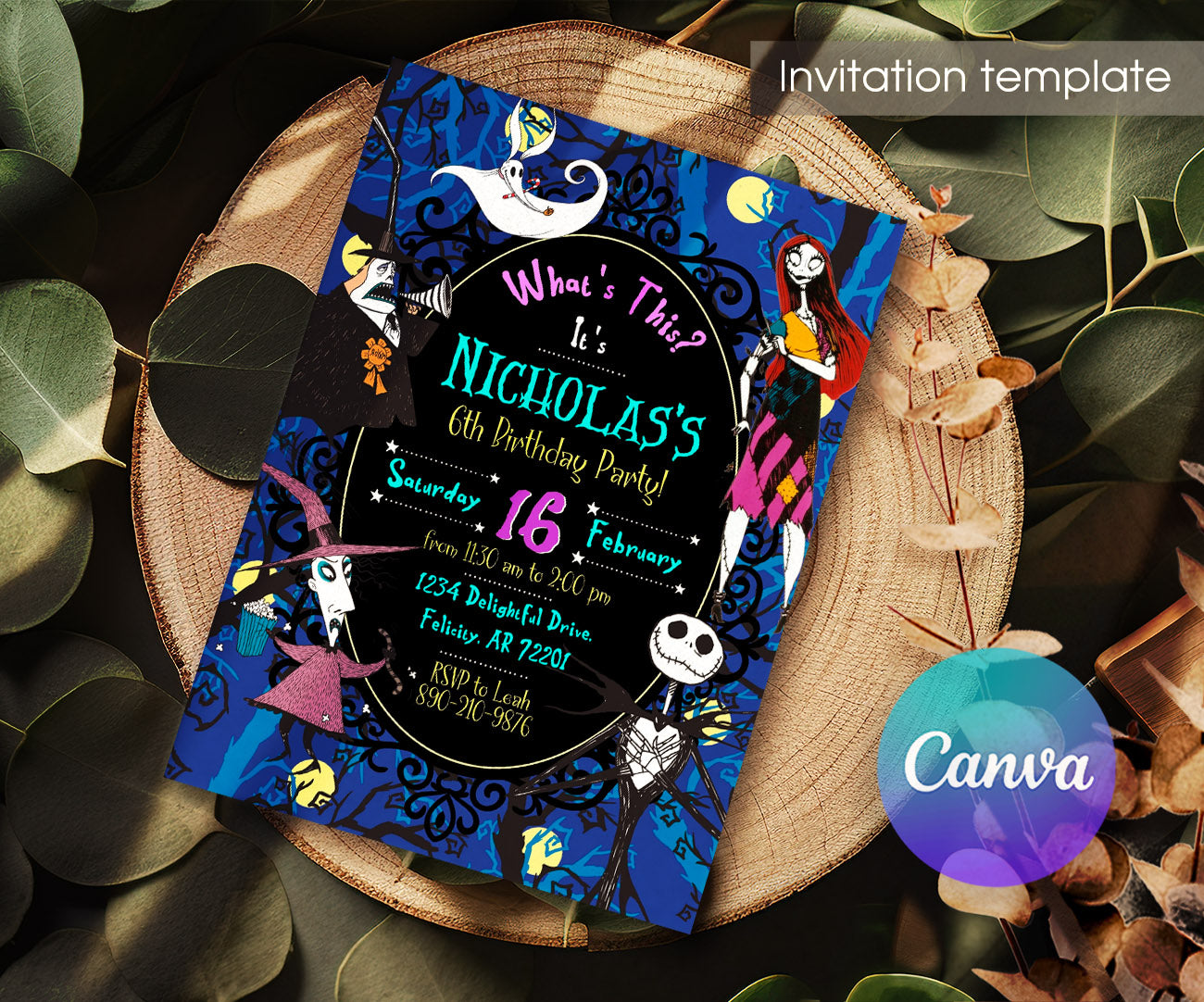 The Nightmare Before Christmas Halloween customizable invitation template | Share or Print | EY703