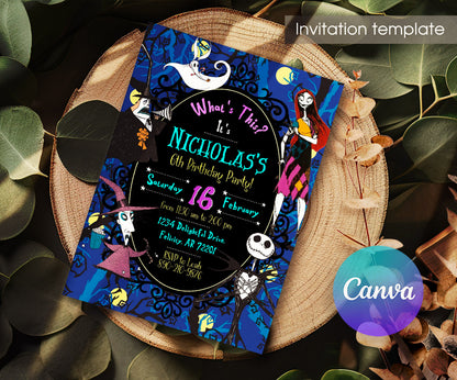 The Nightmare Before Christmas Halloween customizable invitation template | Share or Print | EY703