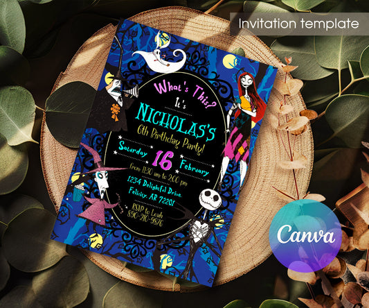 The Nightmare Before Christmas Halloween customizable invitation template | Share or Print | EY703