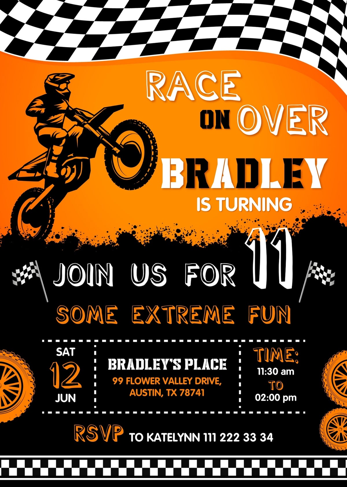 Motocross Extreme customizable invitation template | Share or Print | HV900