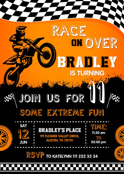 Motocross Extreme customizable invitation template | Share or Print | HV900
